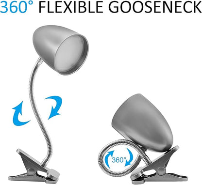 Desk lamp with Clamp, Non-Dimmable Clip Light for Bed and Desk, 4000K Cool White, 3.5W 240 LM Flexible Gooseneck lamp, Eye Protection, ETL Listed - LeafyLoom