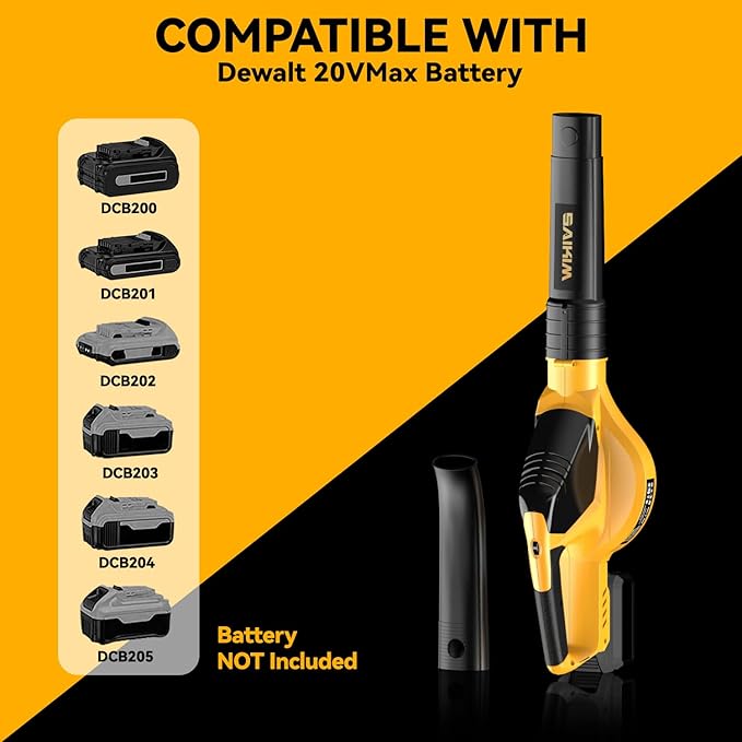 Cordless Leaf Blower for Dewalt 20V Max Battery,Handheld Electric Jobsite Air Blower,5 Variable Speed Up to 150MPH,100 CFM Powerful for Lawn Care,Snow Blow,Yard Clean(Battery Not Included) - LeafyLoom