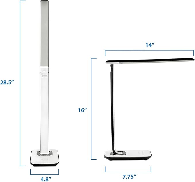 LED Desk Lamp With USB Charging Port Dimmable Touch Controls w/Color Adjustment, Eye Care Task Lamp, 5W, 1000 Lux,Multicolor - LeafyLoom