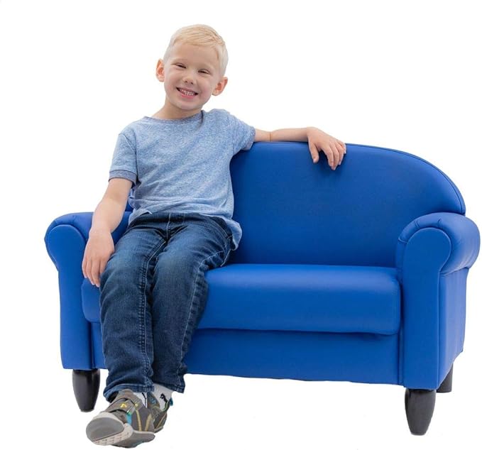 Children's Factory As We Grow Toddler Sofa, Blue, CF805-197, Flexible Seating for Daycare or Preschool, Kids Reading Couch, Playroom Furniture - LeafyLoom