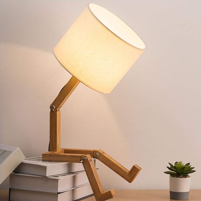 HAITRAL Cute Desk Lamp - Creative Table Lamp with Wood Base Changeable Shape Desk Lamp for Bedroom, Study, Office, Kids Room - LeafyLoom