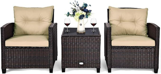 3 PCS Patio Furniture Set, Onesize, Beige - LeafyLoom