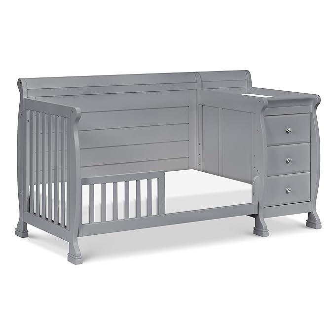 DaVinci Kalani 4-in-1 Convertibe Crib and Changer Combo in Gray - LeafyLoom