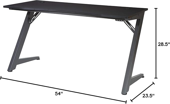 OSP Home Furnishings Beta Battlestation Gaming Desk with Bluetooth RGB LED Lights, Matte Black - LeafyLoom