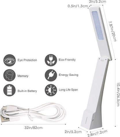 rozky Rechargeable Table Lamp, Battery Operated LED Modern Desk Lamp, Touch Sensitive Control,Mini/Cordless/Portable Lamp,3 Brightness and 3 Color Modes Dimmable, for Home,Travel,Task (White) - LeafyLoom