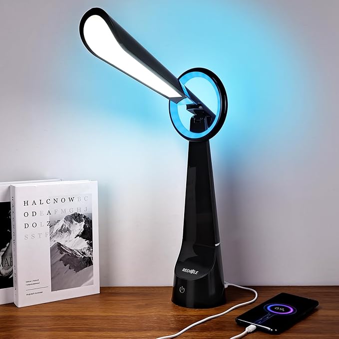 Upgraded LED Desk Lamp Also A Night Light with 7 Colours Change, Eye-Caring Table Lamp with USB Charging Port Suitable for Table Bedroom Bedside Office Study,8W (Black) - LeafyLoom