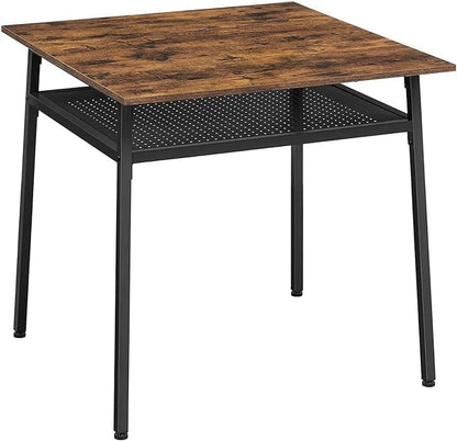 VASAGLE Dining Table, Square Office Desk with Storage Compartment, Industrial, 31.5 x 31.5 x 30.7 Inches,Brown - LeafyLoom