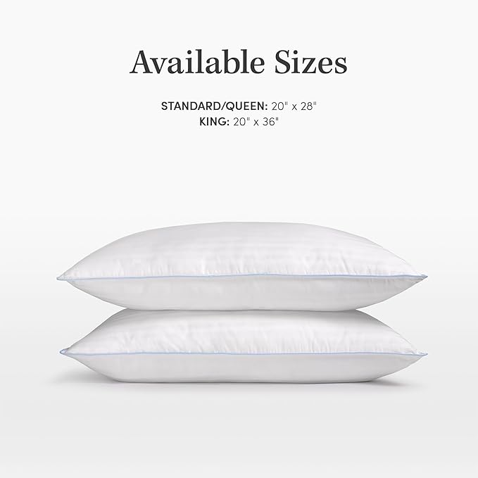 eLuxurySupply 2-Pack Premium Bed Pillows - Medium Density and Medium Loft Ideal for Back and Side Sleepers - 100% Cotton Casing - 20"X28" Standard/Queen Size - LeafyLoom