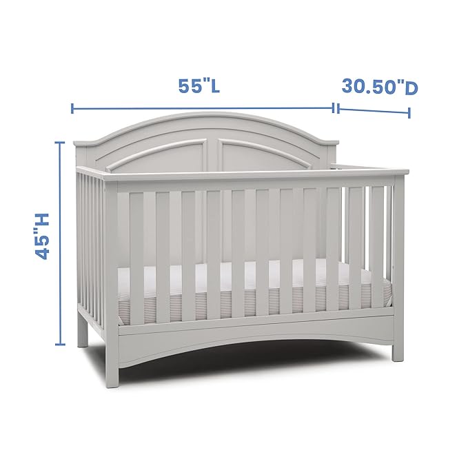 Delta Children Perry 6-in-1 Convertible Crib - Greenguard Gold Certified, Moonstruck Grey - LeafyLoom