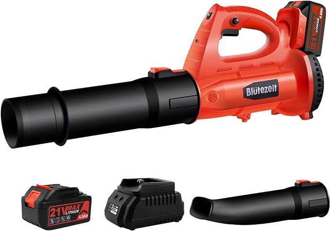 21V Cordless Leaf Blower, 350CFM 150MPH Electric Leaf Blower (4.0Ah Battery & Charger Included), 6 Variable Speeds, Lightweight for Lawn Care, Snow, Yard, Debris and Dust - LeafyLoom