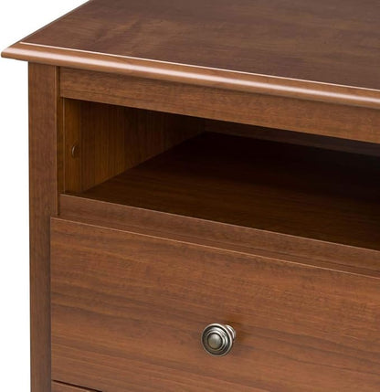 Prepac's Fremont 2 Drawer Nightstand: Elegant Bedroom Furniture, Bedside Table with Open Shelf, 23.25"W x 16"D x 28"H, Cherry - CDC-2428 - LeafyLoom