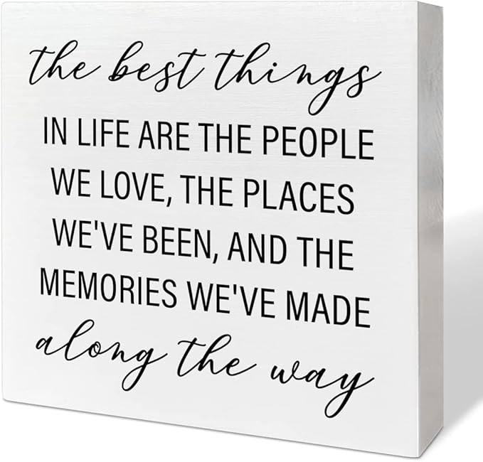 Home Office Desk Wooden Box Sign Decor, The Best Things in Life Are The People We Love, Inspirational Quotes Desk Decor Motivational Desk Decorations for Women Men Student Office Classroom School - LeafyLoom