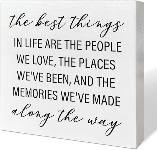 Home Office Desk Wooden Box Sign Decor, The Best Things in Life Are The People We Love, Inspirational Quotes Desk Decor Motivational Desk Decorations for Women Men Student Office Classroom School - LeafyLoom