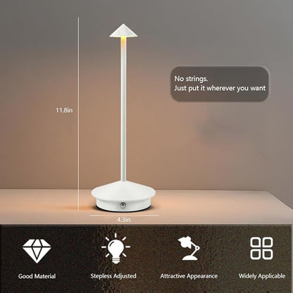 Portable LED Table Lamp with Touch Sensor, 3-Levels Brightness Metal Desk Lamp, 3 Color Touch Control Rechargeable Lamp, Night Light, Bedside Lamp,Dining Room Lamp (White) - LeafyLoom