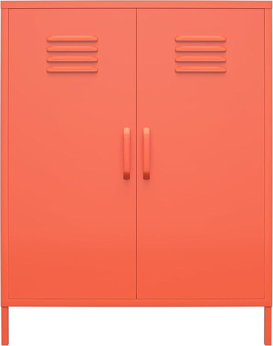 Novogratz Cache 2 Door Metal Locker Storage Cabinet, Orange - LeafyLoom