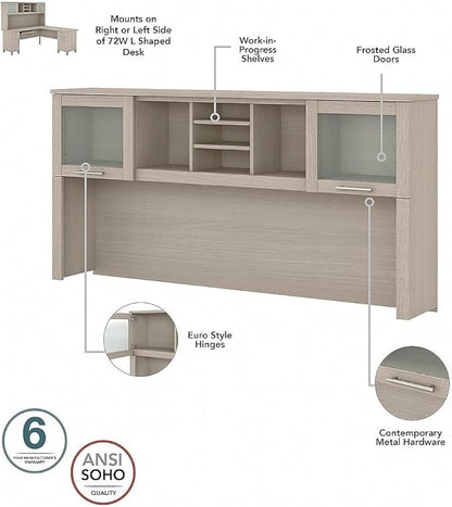 Bush Furniture Somerset 72W Desk Hutch in Sand Oak - LeafyLoom