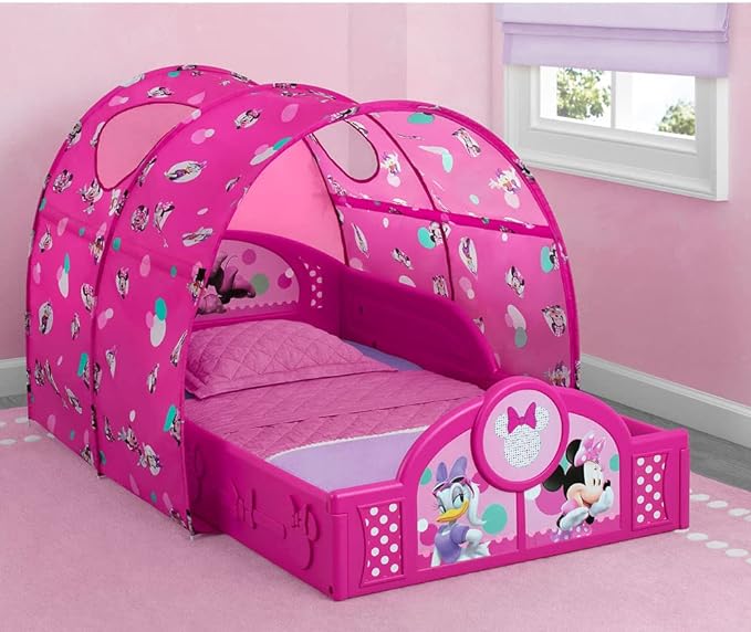 Delta Children Sleep and Play Toddler Bed with Tent, Minnie Mouse - LeafyLoom