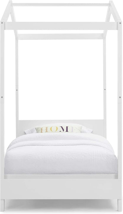 Delta Children Poppy House Twin Bed, Bianca White Snooze 6 inch Memory Foam Twin Mattress (Bundle) - LeafyLoom