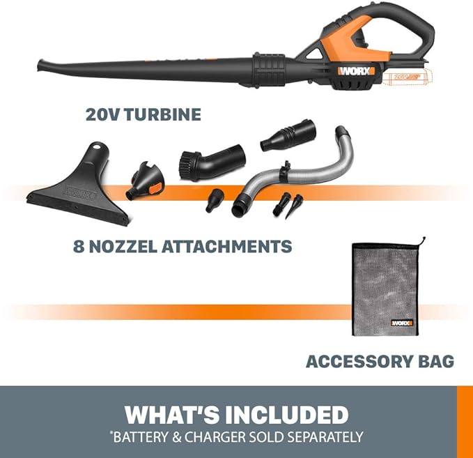 Worx WG545.9 20V Work Air Lithium Multi-Purpose Blower/Sweeper/Cleaner Tool ONLY - LeafyLoom