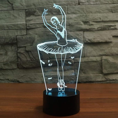 FXUS 3D Ballet Dancer Girl Lamp Night Light 16 Color Change LED Remote Control Table Desk Lamp Home Decoration Toy Birthday Xmas Kid Children Gift - LeafyLoom