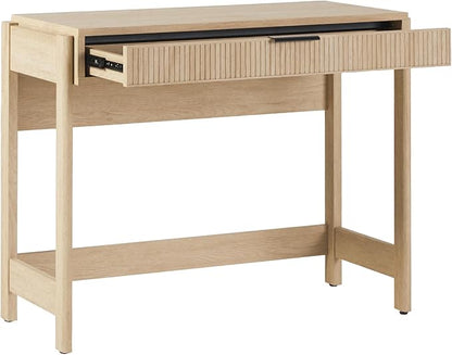 Walker Edison Office Writing and Computer Desk Spacious Desktop, Complementary in Living Spaces, 38 Inch, Reeded Coastal Oak - LeafyLoom