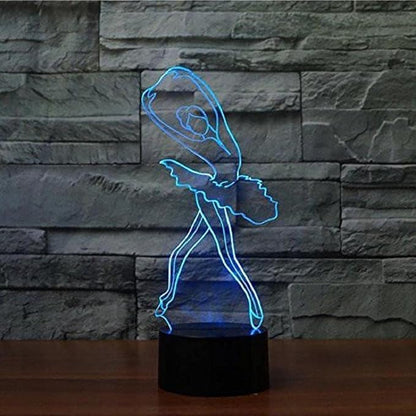 3D Ballet Girl Night Light 16 Color Change LED Powered Remote Control Touch Switch Table Desk Lamp Acrylic Flat ABS Base USB Charger Home Decoration Toy Birthday Xmas Kid Children Gift - LeafyLoom