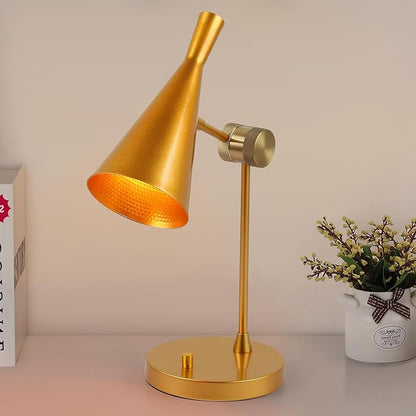 Vintage Indusrial Table Lamp For Bedroom, Adjustable Dimmable Desk Lamp, Brass Inner Shade Metal Table Lamp for Study, Home Office, Bedside, Nightstand, Reading Lamp Modern Mid-century, Gold - LeafyLoom