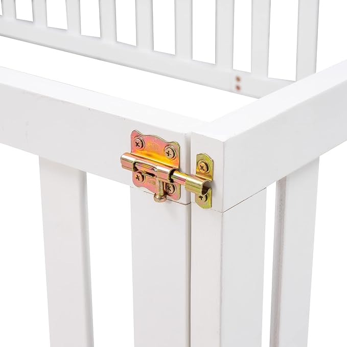 Multifunctional Full Size Floor Bed with Safety Guardrails and Door, Montessori Sturdy Solid Wood Beds Frame, Easy Assembly and No Spring Need, for Boys and Girls Room, White - LeafyLoom