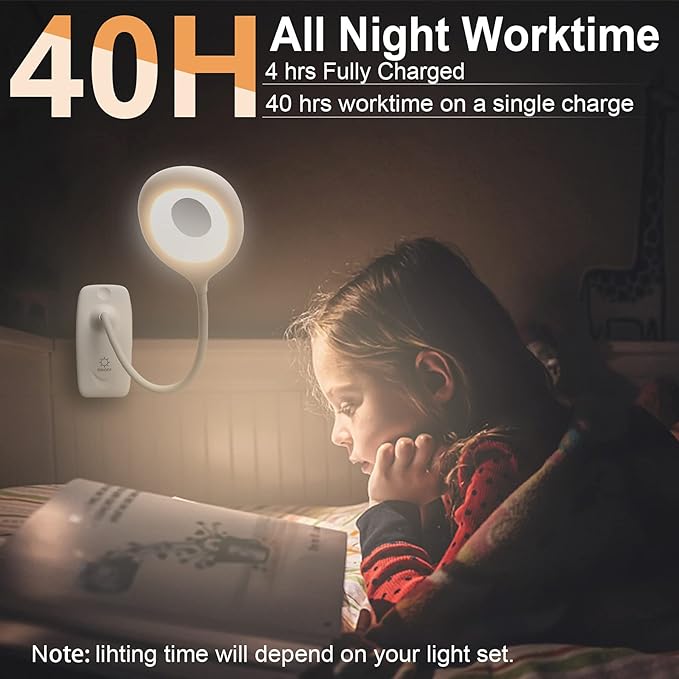 DEEPLITE LED Desk Lamp Clip on Lamp Battery Powered Clip on Light Book Light for Bed, Eye-Caring Flexible Arm Memory Touch 3 Color Modes & Stepless Brightness Portable Reading Light for Study Work. - LeafyLoom