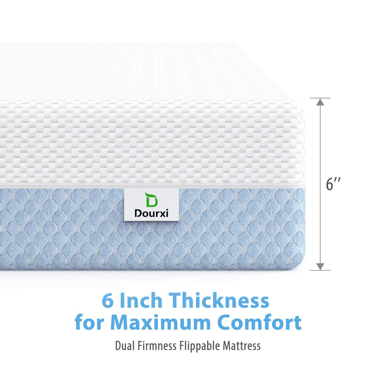 Crib Mattress, Dual Sided Comfort Memory Foam Toddler Bed Mattress, Triple-Layer Breathable Premium Baby Mattress for Infant and Toddler w/Removable Outer Cover - White&Blue - LeafyLoom