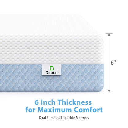 Crib Mattress, Dual Sided Comfort Memory Foam Toddler Bed Mattress, Triple-Layer Breathable Premium Baby Mattress for Infant and Toddler w/Removable Outer Cover - White&Blue - LeafyLoom