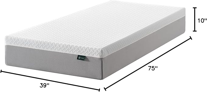 ZINUS 10 Inch Green Tea Essential Memory Foam Mattress [New Version], Twin, Fiberglass Free, Medium Feel, Breathable Airflow Memory Foam, Certified Safe Foams & Fabric, Mattress in A Box - LeafyLoom