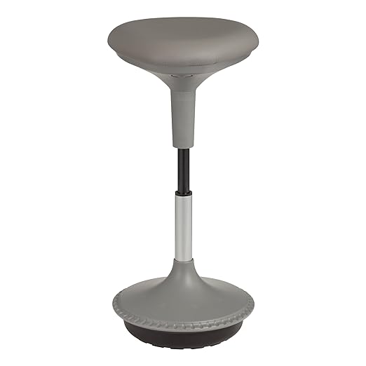 Learniture Adjustable Height Active Learning Stool for Office Desks and Classrooms, Foam-Padded Backless Wobble Stool with Rocking Motion, Gray - LeafyLoom