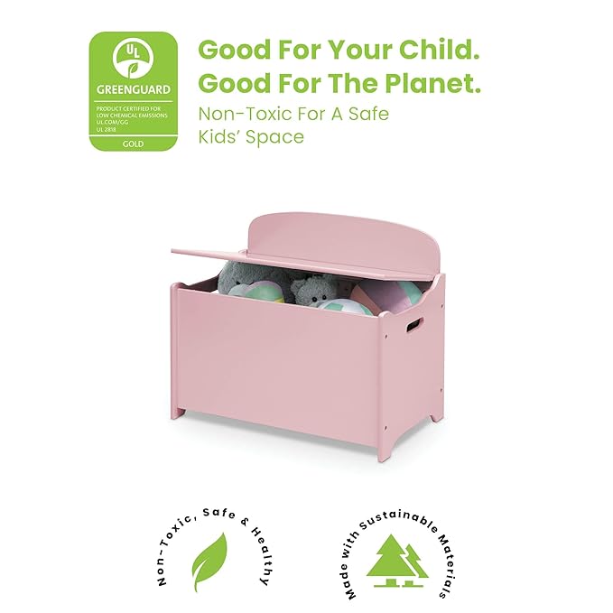 Delta Children MySize Deluxe Toy Box, Dusty Rose - LeafyLoom