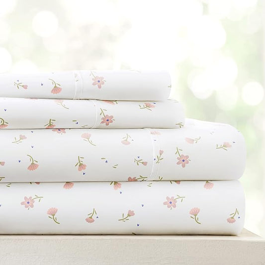 Linen Market 4 Piece Queen Sheets Set (Pink Floral) - Sleep Better Than Ever with These Ultra-Soft & Cooling Bed Sheets for Your Queen Size Bed - Deep Pocket Fits 16" Mattress - LeafyLoom