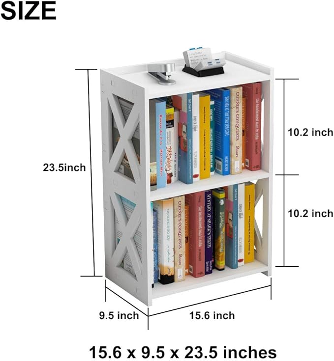 Side Table, 3 Tier 2 Shelf Small Bookshelf Bookcase for Small Spaces, Bedside End Table Nightstand, Kids Book Storage Shelves for Bedroom Living Room Office, White - LeafyLoom