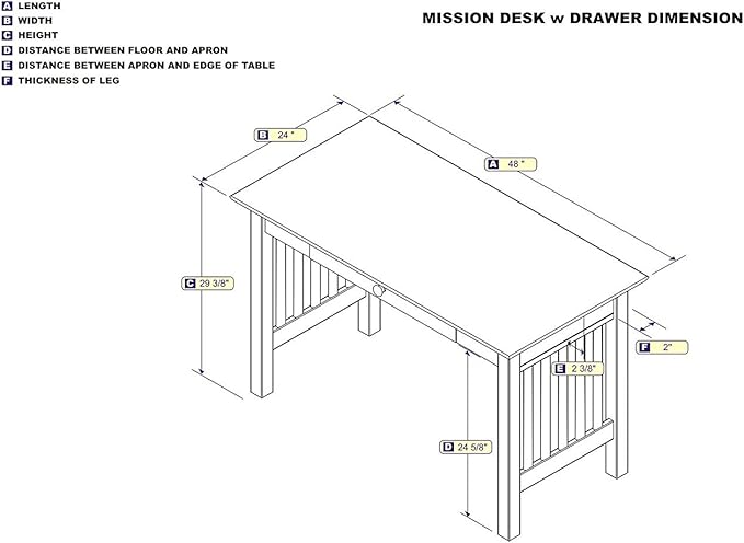 AFI AH12224 Mission Desk with Drawer and Charging Station, Walnut - LeafyLoom