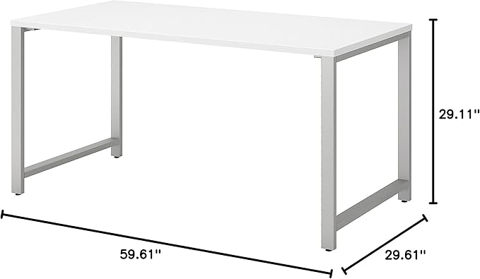 Bush Business Furniture 400 Series Table Desk with Metal Legs, 60W x 30D, White - LeafyLoom