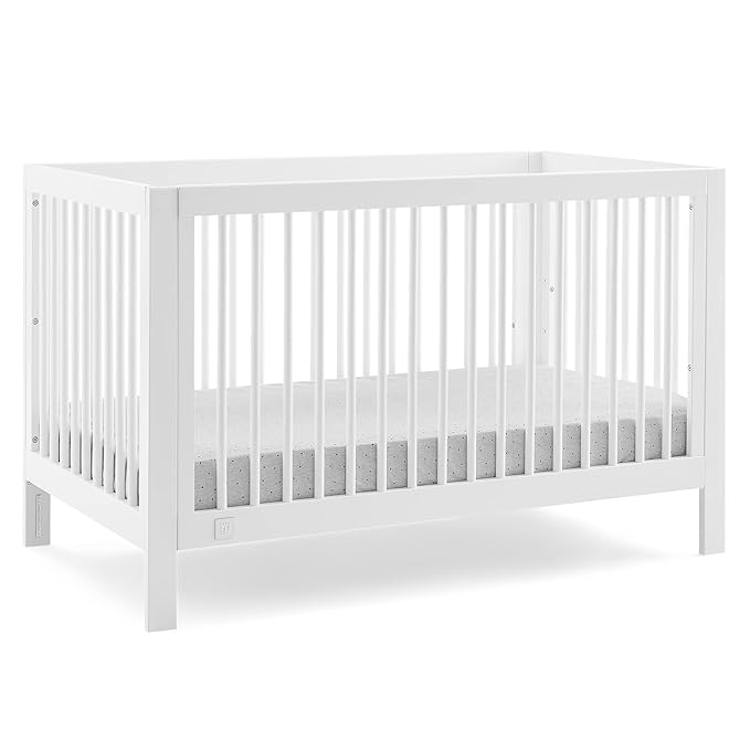 Delta Children babyGap Charlie 6-in-1 Convertible Crib + Brannan Bear Bookcase with Bins + Brannan Bear Wall Shelf with 4 Hooks, Bianca White (Bundle) - LeafyLoom