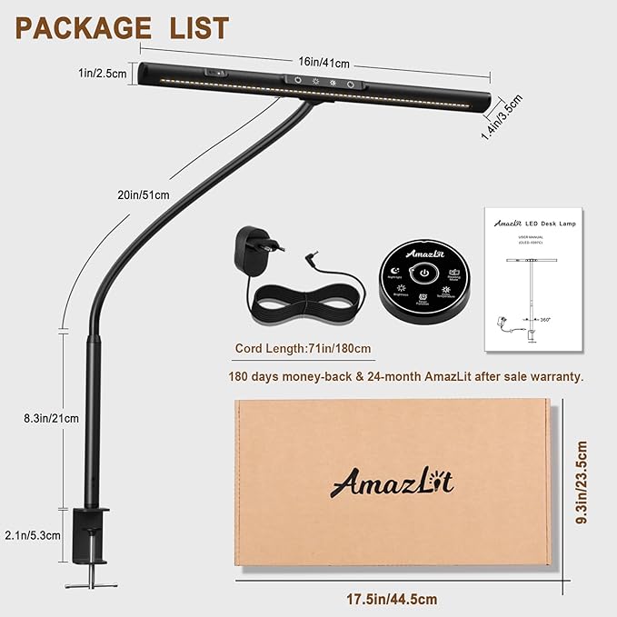 Desk Lamp for Home Office, Desk Light with Clamp, Office Lamp with Remote & Gesture Sensing, Monitor Light Bar, Adjustable Color Temperature & Brightness, 12W - LeafyLoom