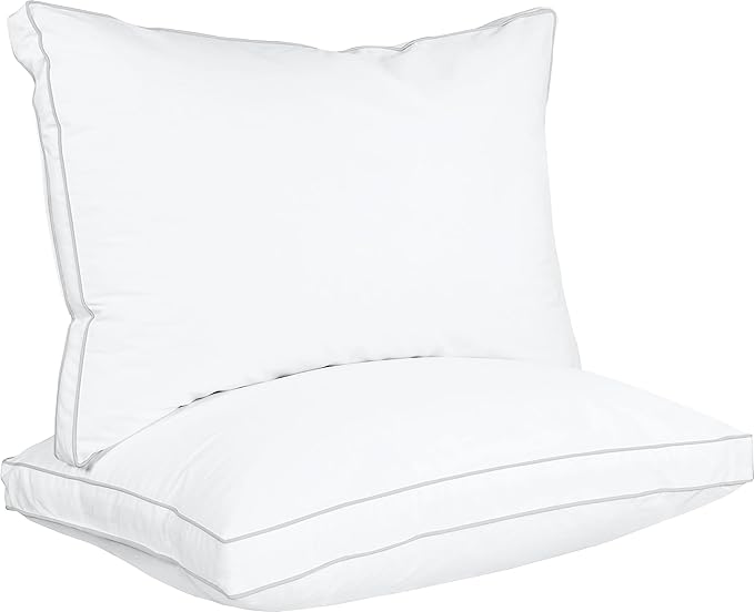 Utopia Bedding Bed Pillows for Sleeping Queen Size (White), Set of 2, Cooling Hotel Quality, Gusseted Pillow for Back, Stomach or Side Sleepers - LeafyLoom