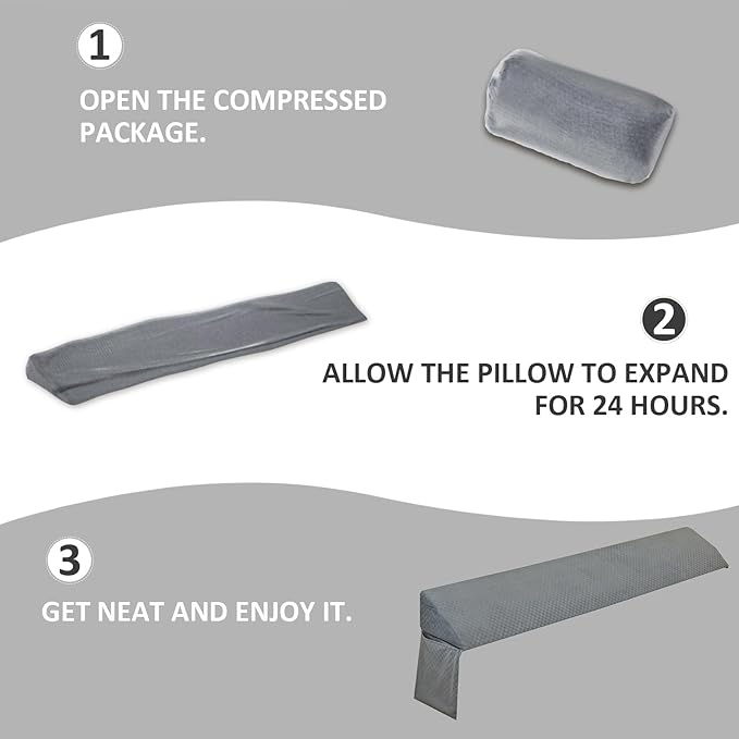 Wedge Pillow for Headboard - King Size Bed Wedge Pillow Headboard, Bed Wedge Gap Filler, Pillow Wedge for Headboard Gap - Fill The Gap (0-8") Between Headboard and Mattress (76"x10"x6") - LeafyLoom