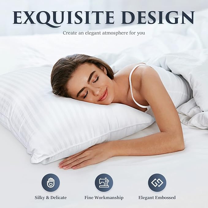 COZSINOOR Bed Pillows for Sleeping - Cozy Dream Series Hotel Quality Pillows Premium Plush Fiber, Breathable Cooling Cover Skin-Friendly for Side Back and Stomach Sleepers - King Size - LeafyLoom