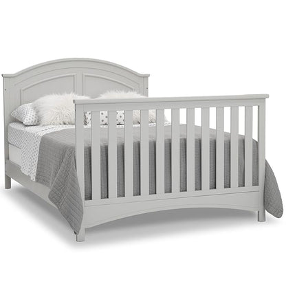 Delta Children Perry 6-in-1 Convertible Crib - Greenguard Gold Certified, Moonstruck Grey + Simmons Kids Radiant Sky Dual Sided Baby Crib Mattress and Toddler Mattress (Bundle) - LeafyLoom