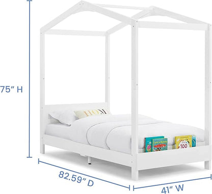 Delta Children Poppy House Twin Bed, Bianca White Snooze 6 inch Memory Foam Twin Mattress (Bundle) - LeafyLoom