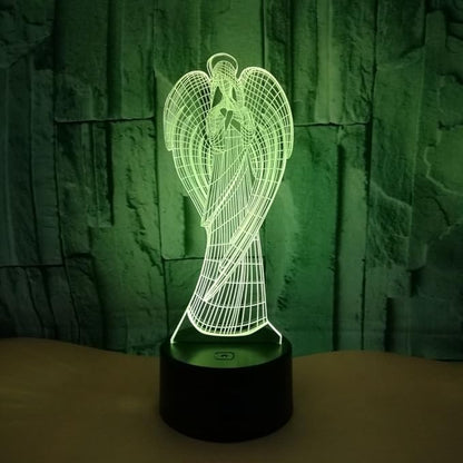 3D Angel Night Light Illusion Lamp 7/16 Color Change LED Lamp USB Power Remote Control Table Gift Kids Gifts Decor Decorations Christmas Valentines Gift - LeafyLoom