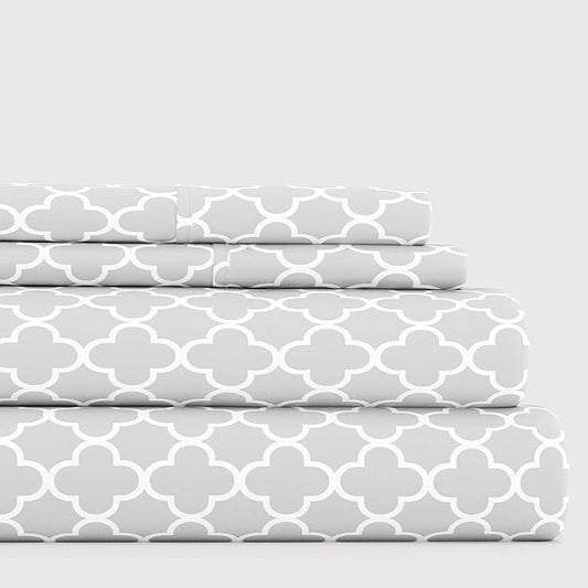 Linen Market 3 Piece Twin Bedding Sheet Set (Gray Quatrefoil) - Sleep Better Than Ever with These Ultra-Soft & Cooling Bed Sheets for Your Twin Size Bed - Deep Pocket Fits 16" Mattress - LeafyLoom