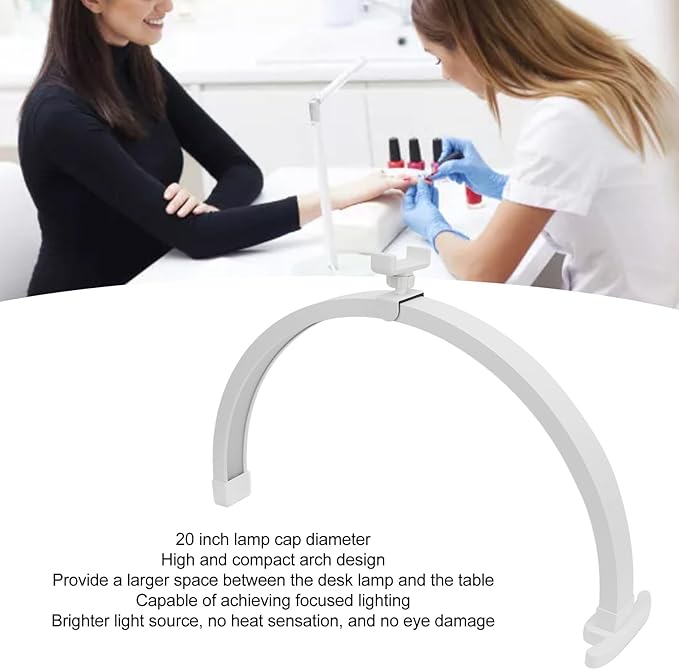 Dpofirs 20 Inch Lash Light, LED Half Moon Nail Desk Lamp, U Shaped Fill Light Floor Lamp, Half Moon Light Nail Lamp for Desk, Lash Tech Light, Manicure Led Light for Beauty Skincare (US - LeafyLoom