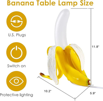 Modern Banana Table Lamp, Desk Lamp,Led Night Light Baking Finish Resin Banana Lighting Fixture for Living Room, Bedroom,Home Office,Kids Room (Standing) - LeafyLoom