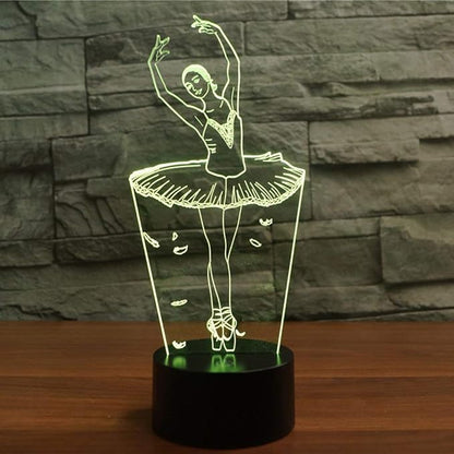 FXUS 3D Ballet Dancer Girl Lamp Night Light 16 Color Change LED Remote Control Table Desk Lamp Home Decoration Toy Birthday Xmas Kid Children Gift - LeafyLoom